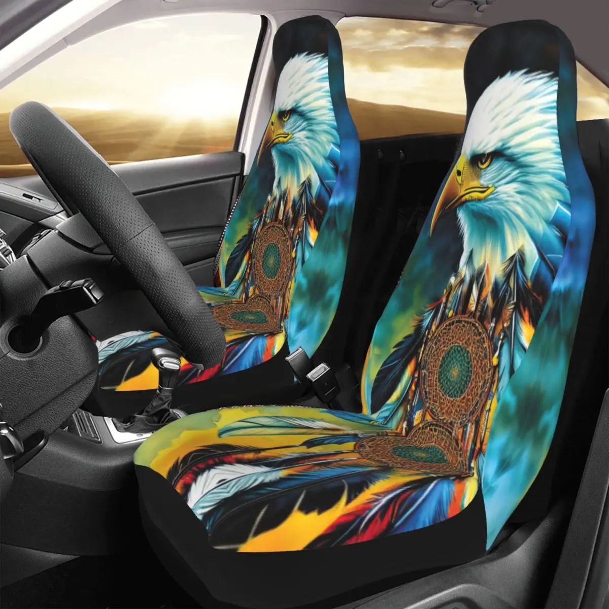 

Dreamcatcher Eagle Car Seat Cover Custom Printing Universal Front Protector Accessories Cushion Set