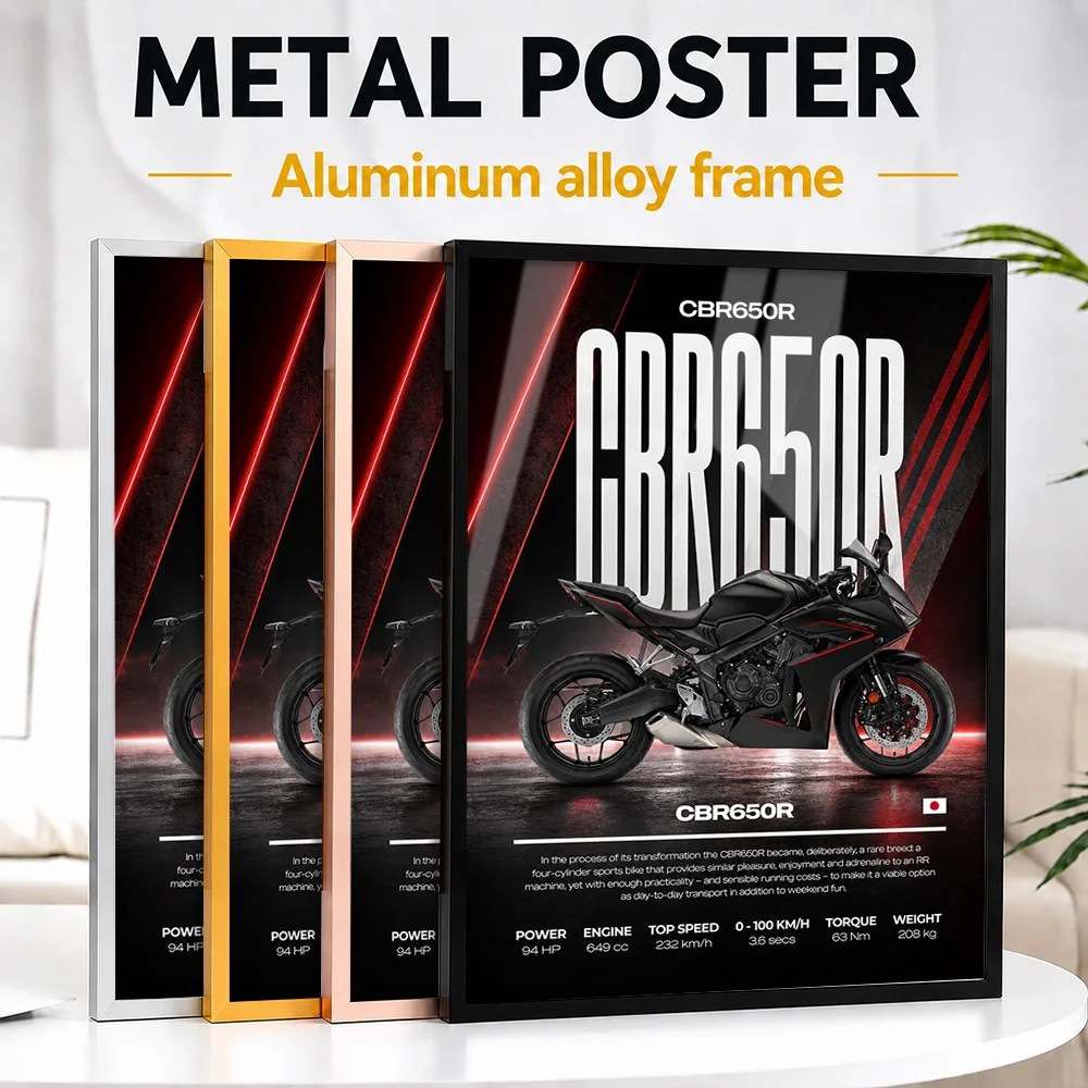 Japan CBR650R Motorcycle Framed Aluminum Metal Poster Customized Photo Bold Track Style Wall Art For Garage Memorable Fan Gift