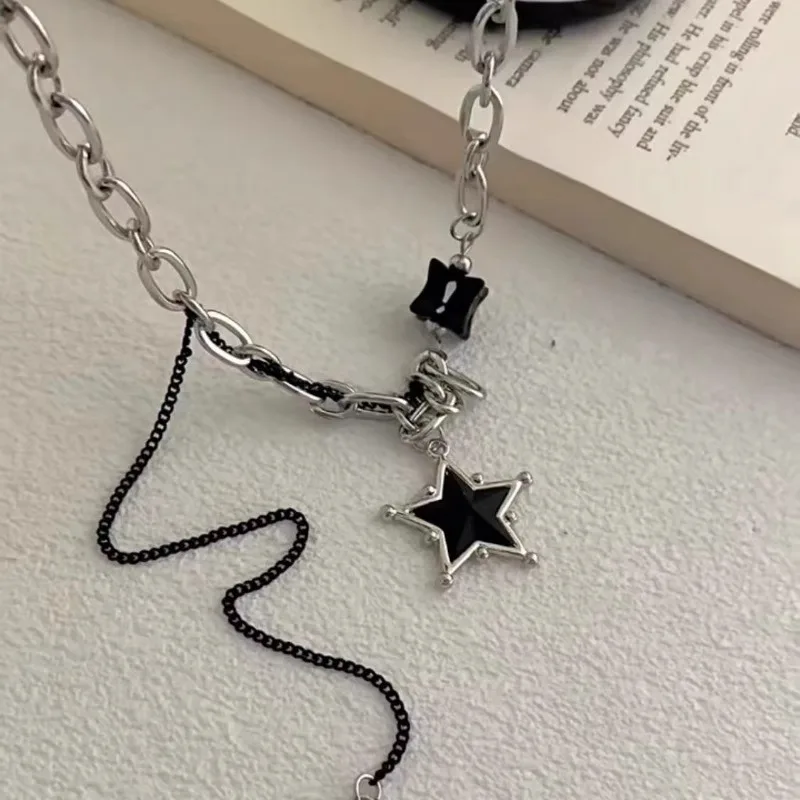 بسيطة العصرية للجنسين دلاية شكل نجمة قلادة سلسلة معدنية الربط سلسلة الترقوة سترة سلسلة للنساء الرجال زوجين المجوهرات هدية #5