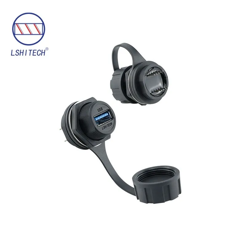 Lshitech Aviation Plug Female Socket IP68 Waterproof USB Connector Industrial Electronic Component for Data Transfer