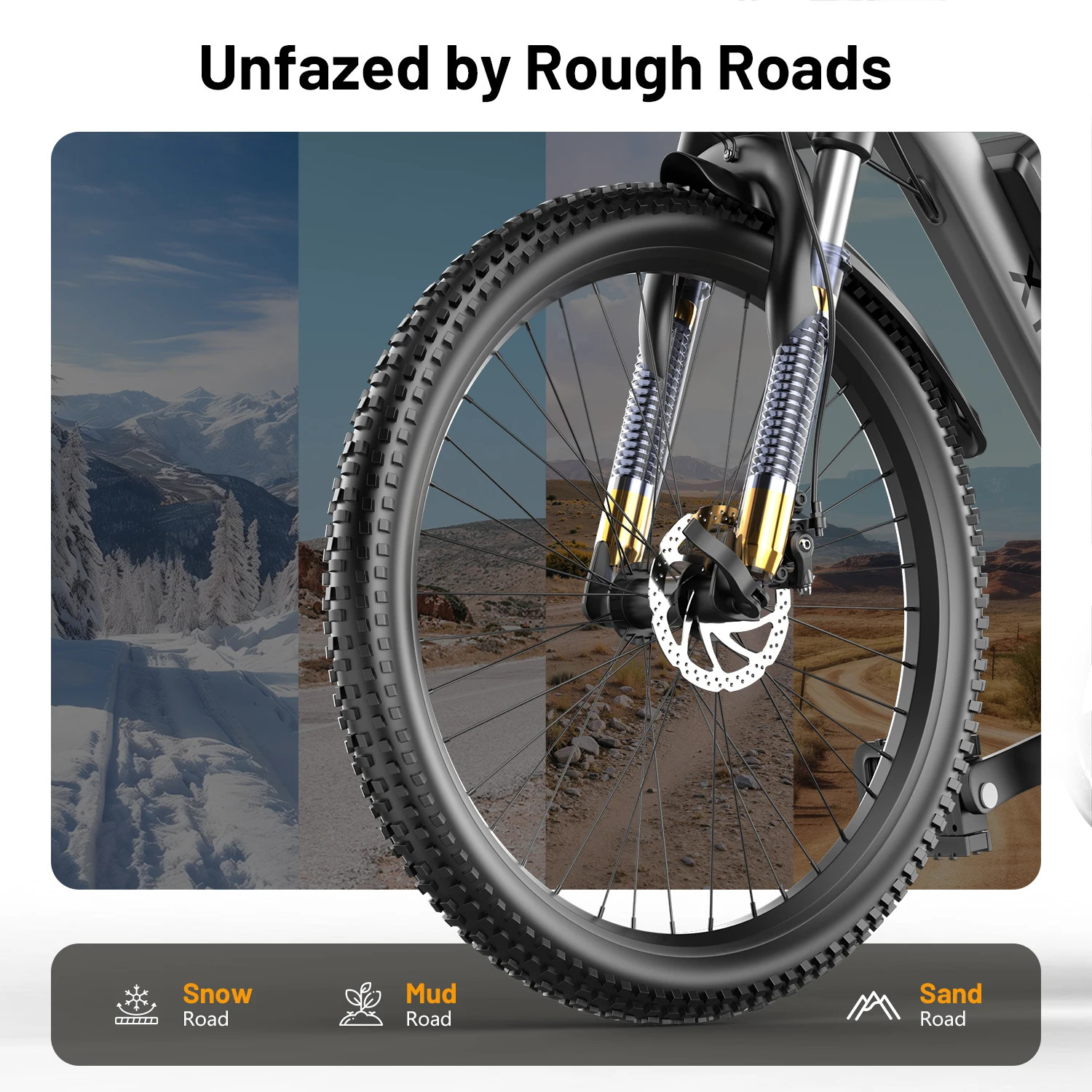 دراجة إلكترونية ذات 7 سرعات للبالغين، دراجة كهربائية مقاس 26 بوصة، محرك ذروة 1200 وات، 55 ميلًا في الساعة للتنقل والدراجة الجبلية الكهربائية على الطرق الوعرة،