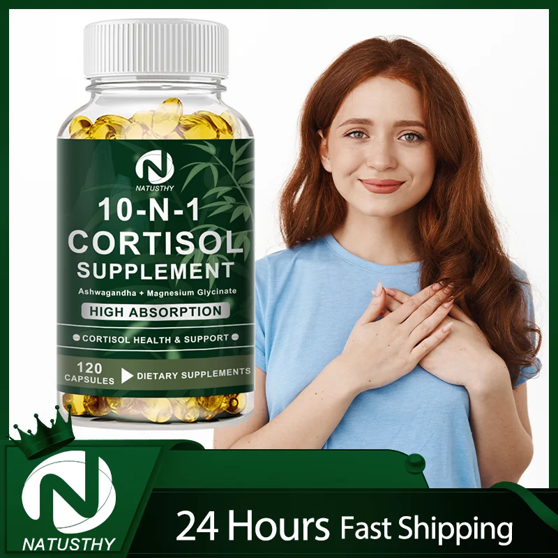 NATUSTHY Cortisol Health – Stress Relief, Balanced Cortisol Response, Relaxation & Deep Sleep – Ashwagandha, L-Theanine