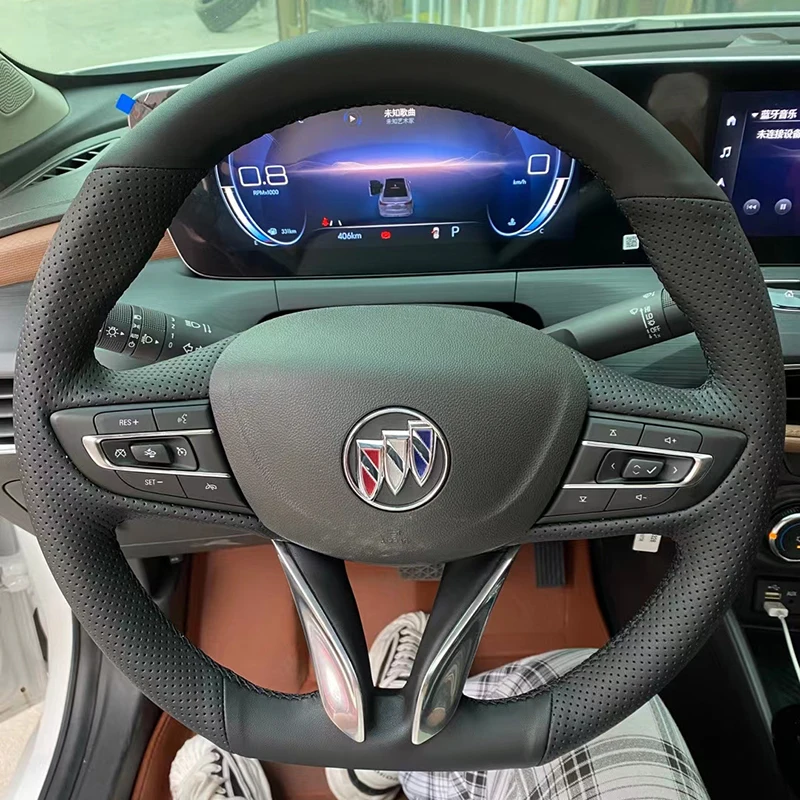 

Custom For Buick 22-23 Verano Pro Steering Wheel Cover Anti-skid Genuine Leather Hand-stit 20-21 Encore Auto Interior Accessorie