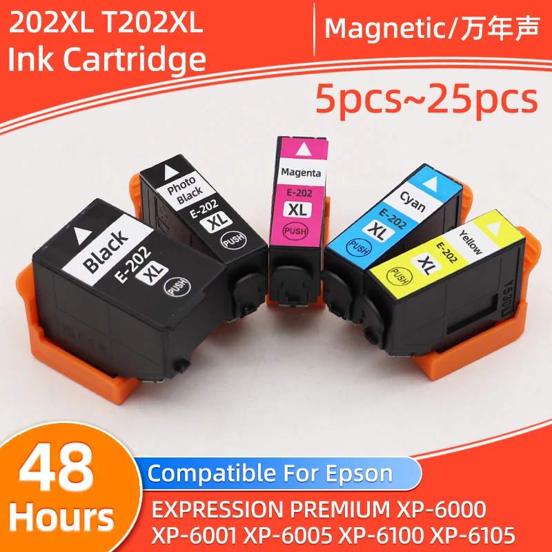 5~25pcs Compatible For Epson T202XL 202XL ink cartridge For Epson Expression XP-6000 XP-6001 XP-6005 XP-6100 XP-6105 Printer ink