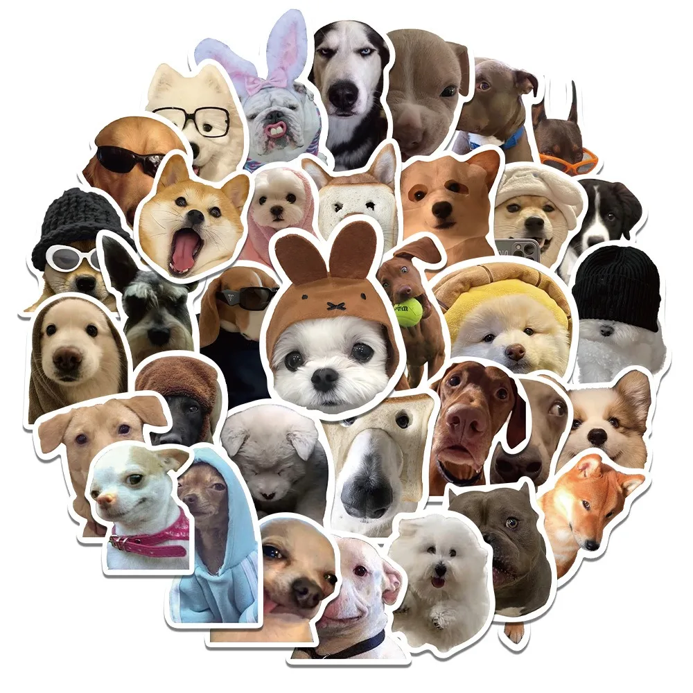 50 Stuks Grappige Hond Emoticon Pack Sticker Esthetische Telefoon Muur Plakboek Motorfiets Waterdichte Cartoon Sticker Voor Kinderen Speelgoed Geschenken