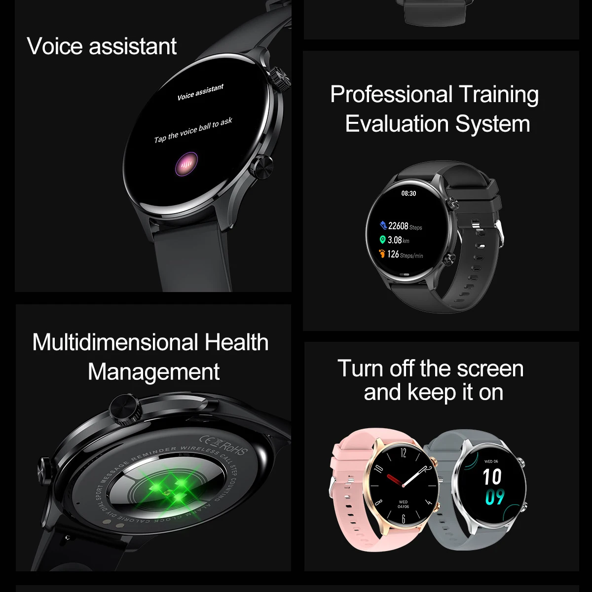 Health Smart Watches Women Men Blue Tooth Call Smartwatch NFC 1.75" AMOLED Screen Waterproof Music Sports 24h Heart Rate Monitor