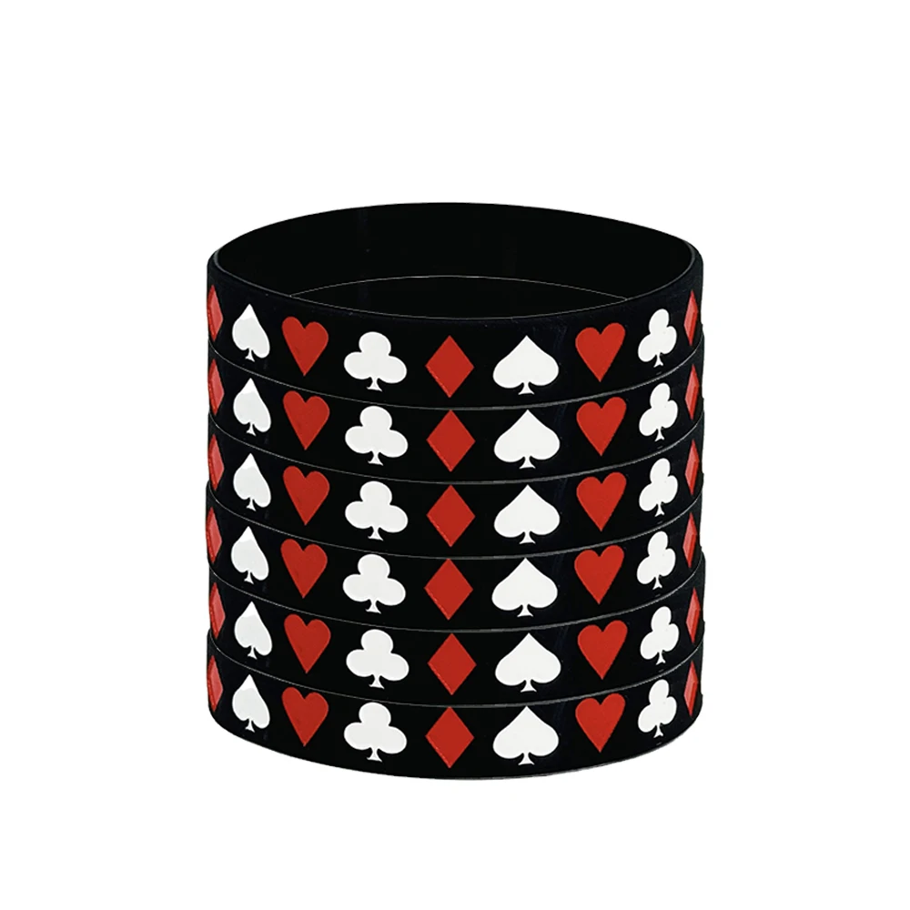 4-30 stücke Casino Party Gefälligkeiten Silikon Armbänder Poker Gummi Armband Las Vegas Nacht Thema Party Spielkarte Geburtstag liefert – Detail 2