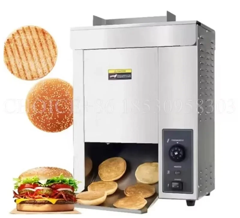 Commercial 110/220V Vertical Conveyor Toaster Electric Grill Hamburger Bun Sandwich Bread Continuous Baking Maker