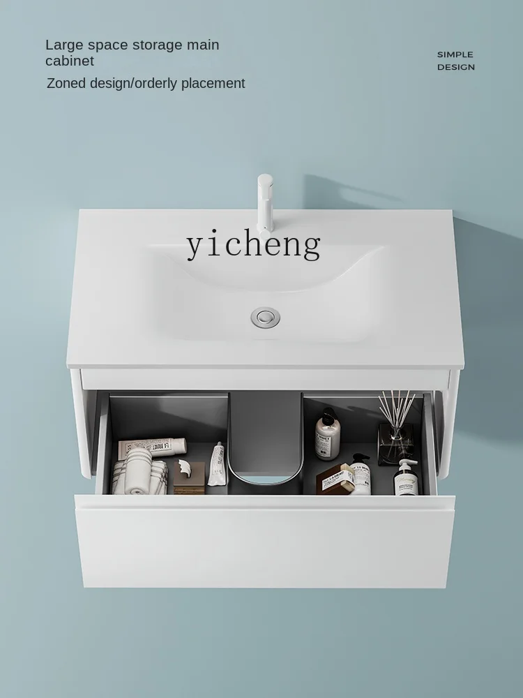 

Modern with Bathroom Cabinet Combination Skin Feeling Ceramic Deepening Wash Basin Cabinet Intelligent Bathroom Cabinet