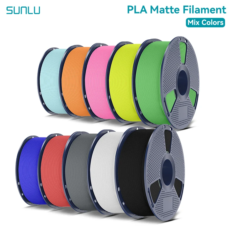 SUNLU PLA Filament 3D mat 1.75mm Texture givrée soigneusement plaie Filament Pla mat multicolore pour la plupart des imprimantes 3D FDM 10KG