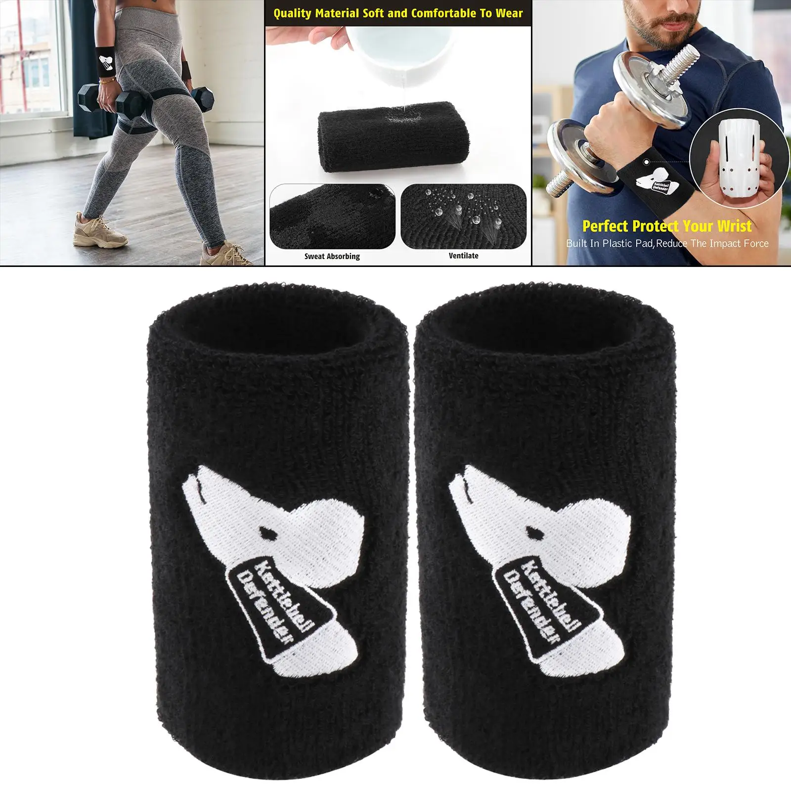 2x Kettlebell Wrist Guards Forearm Protector Wrap for Men & Women Sports