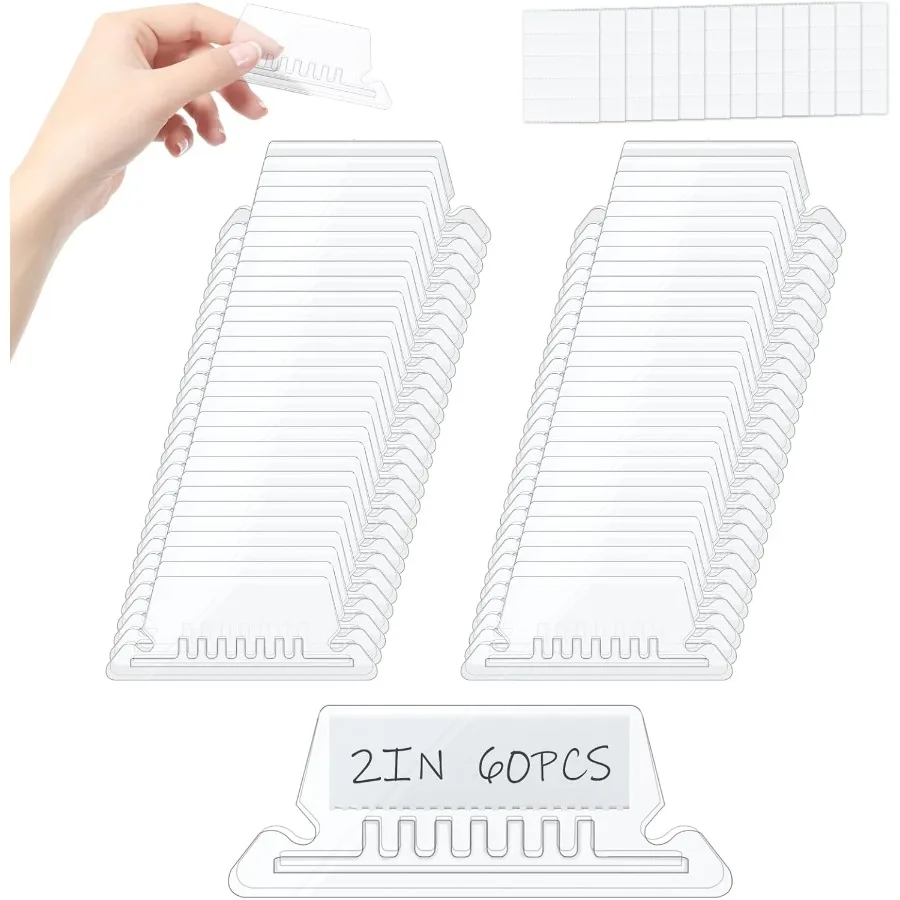 

60 Sets 2 Ih Hanging File Folder Tabs Transparent File Folder Labels with Paper Inserts Plastic Tabs for Hanging File Folders f