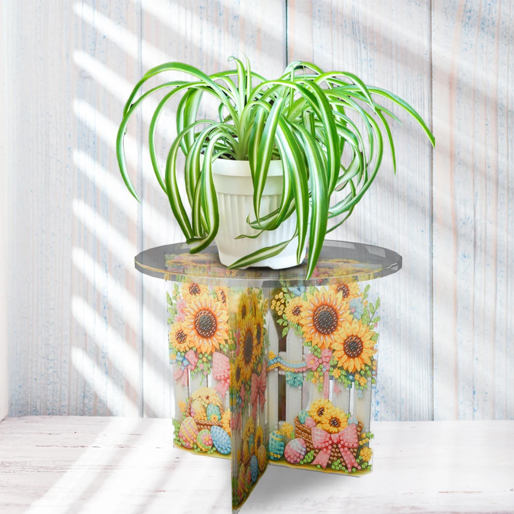 

Acrylic Sunflower Diamond Painting Plant Stand Potted Plant Holder Rack