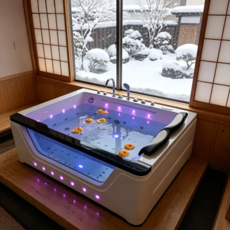 6 Person Acrylic Spa Hot Tub Whirlpool Massage Bathtub Outdoor Jacuzzi with 150 Jets and 5 Power Pumps Hydrotherapy