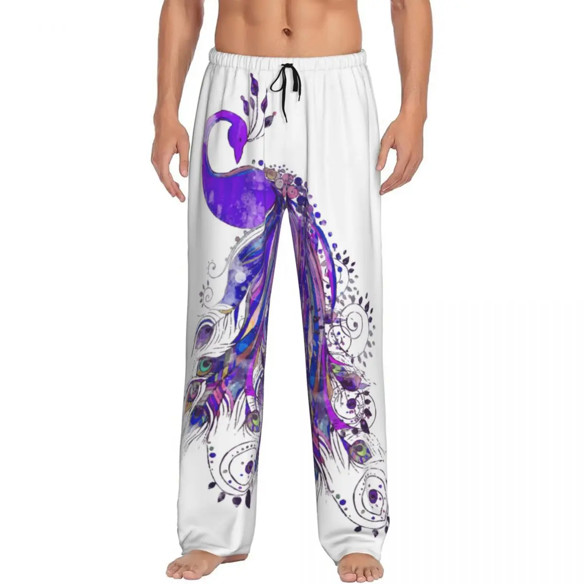 Watercolor Peacock Men Sleep Bottoms Male Lounge Trousers Men's Pajama Pants