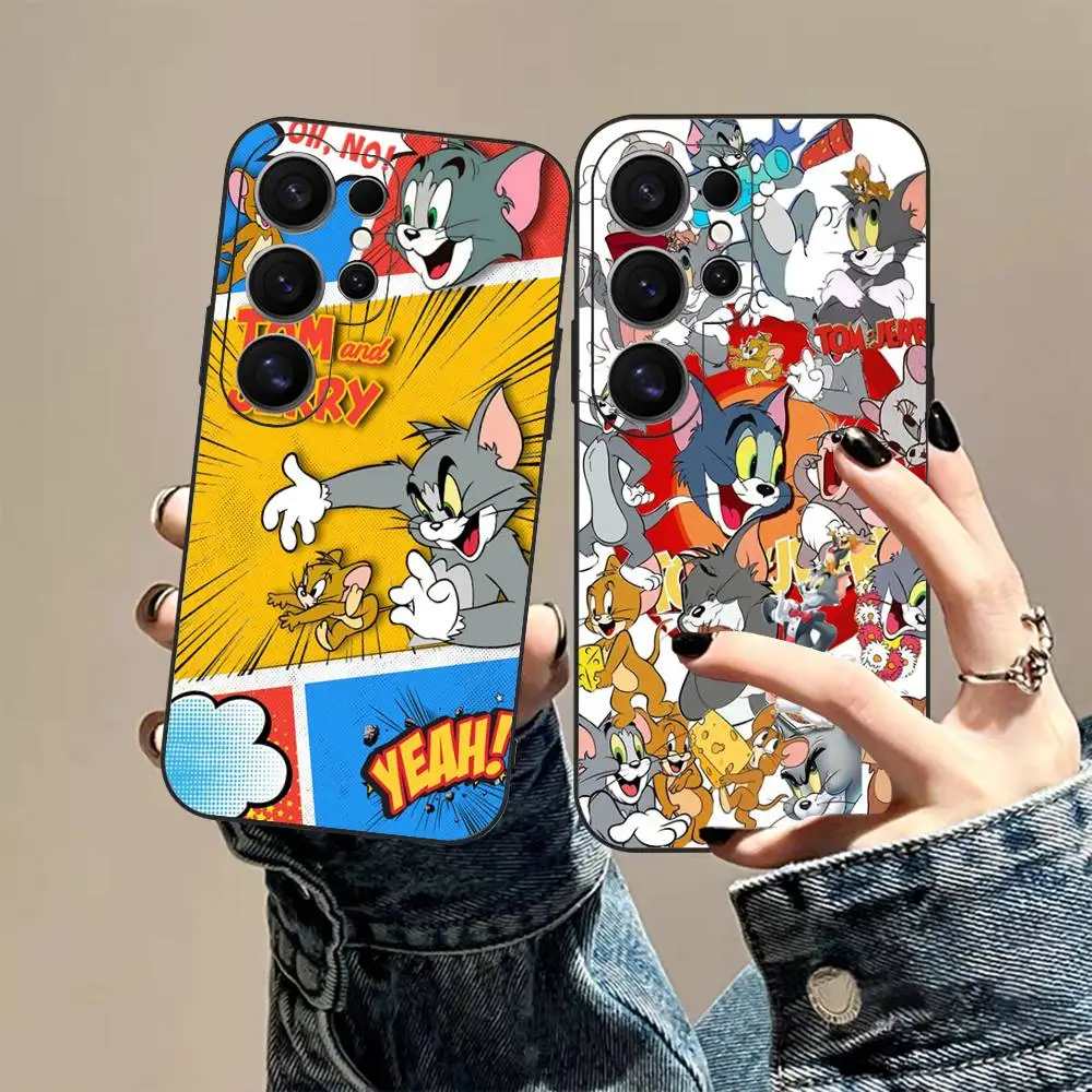 Funda de teléfono animada T-Tom y J-Jerry para Samsung S 20 21 22 23 Lite Plus Funda Ultra transparente para móvil