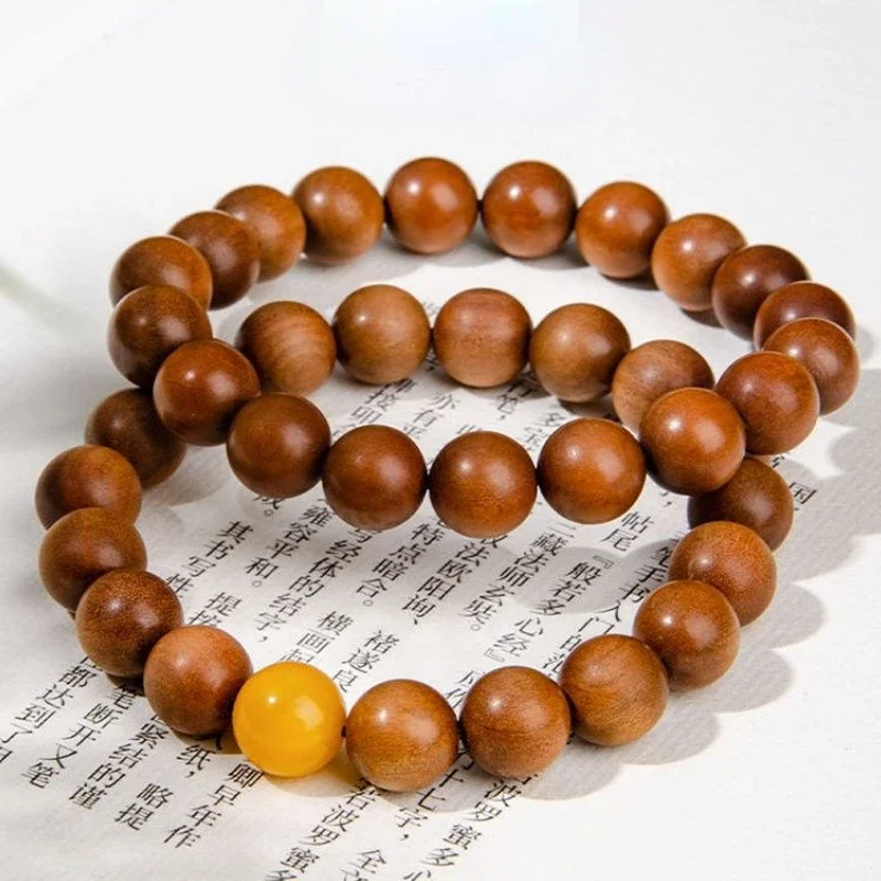 

8/10/12mm India Laoshan Sandalwood Beads Bracelet for Men and Women Crafts Hand Catenary Plate Play Soothing the Nerves Ornament