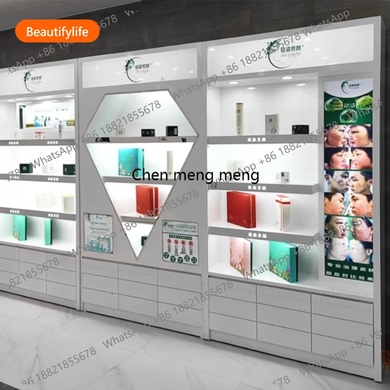 

Витрина для маникюра в французском стиле A44, современный минималистичный дизайн, для салонов красоты, демонстрационная полка для косметики, офисная мебель