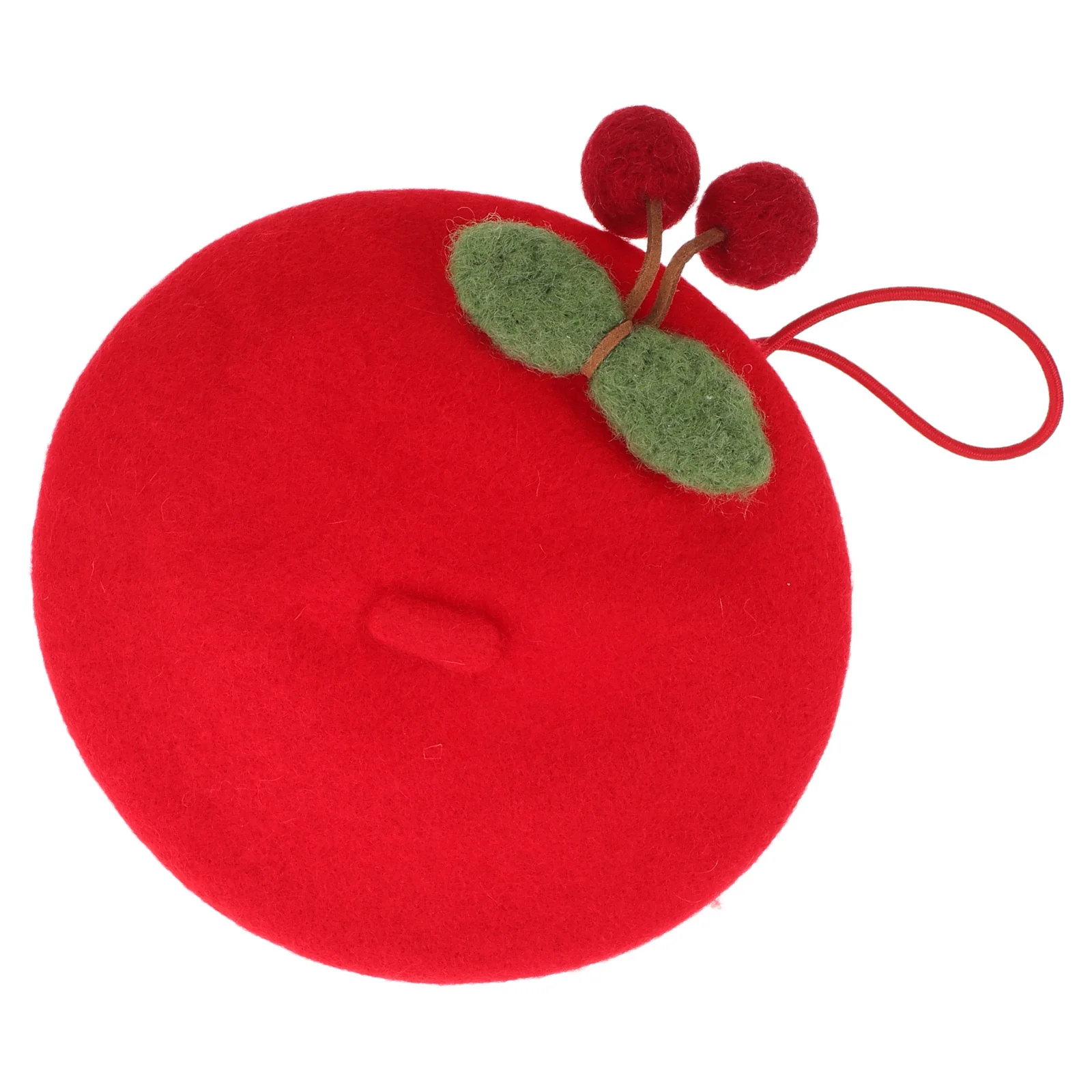 

Pet Beret Hat Cherry Wool Cap Lightweight Fleece Beret for Small Dogs Cats Puppy Party Costume Photo Props Cat Headgear