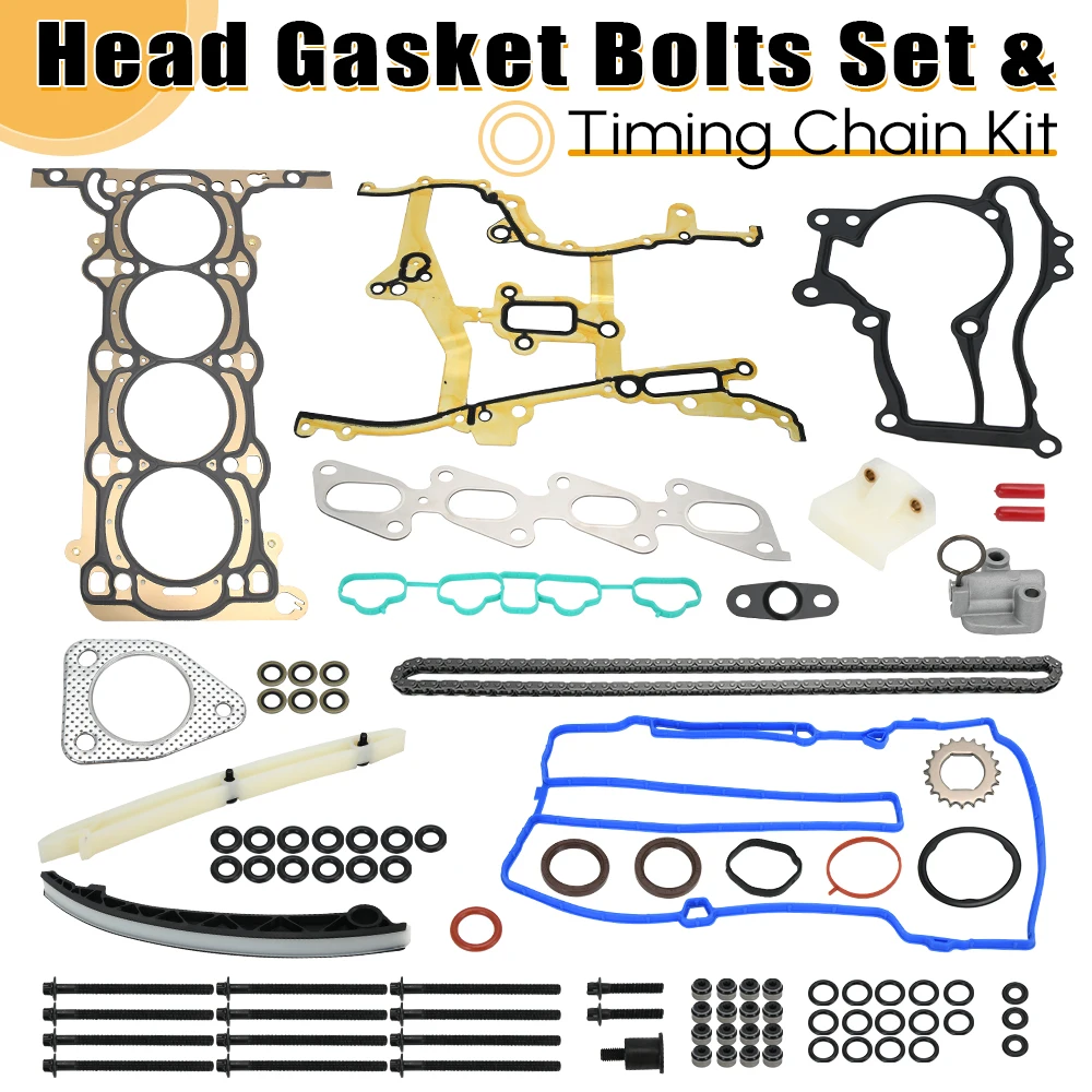 Head Gasket Bolts Set & Timing Chain Kit For 2011-15 Chevrolet Cruze 1.4L For 13-16 Buick Encore For  Chevy Trax HS54898 HSCV001