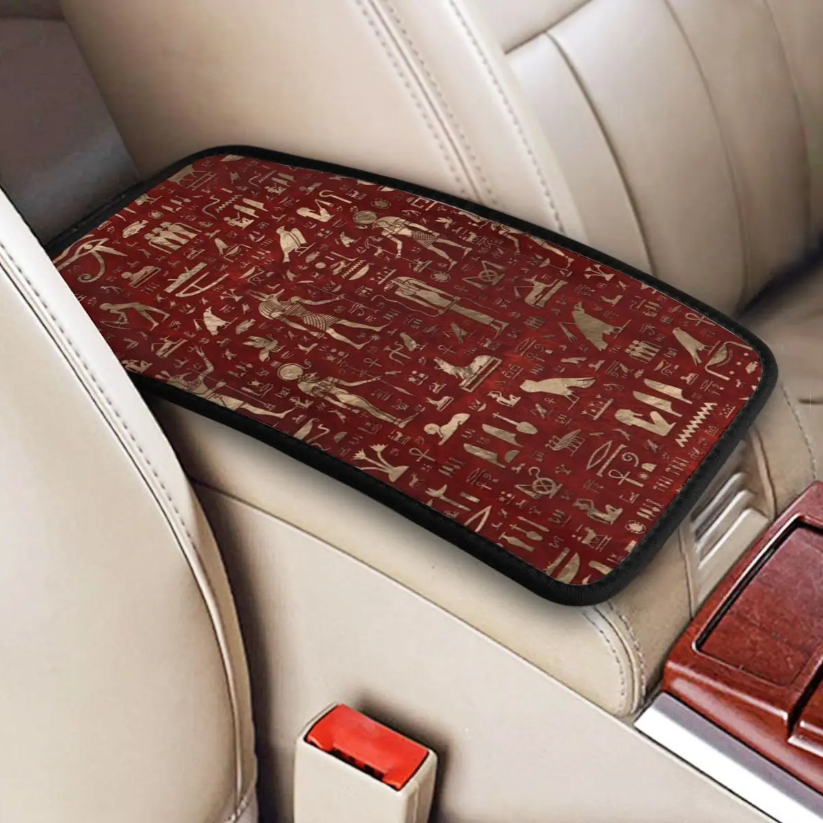 Ancient Egyptian Gods And Hieroglyphs Center Console Cover Pad for Cars Egypt Deities Accessories Armrest Cover Mat Four Seasons