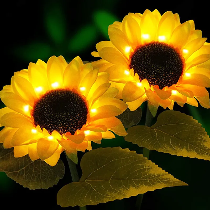 LED Solar Sunflowers Rose Flower Light Home Decorative Flower Lights Garden Decoration Lawn Lamp Waterproof Landscape Rose Light image 2