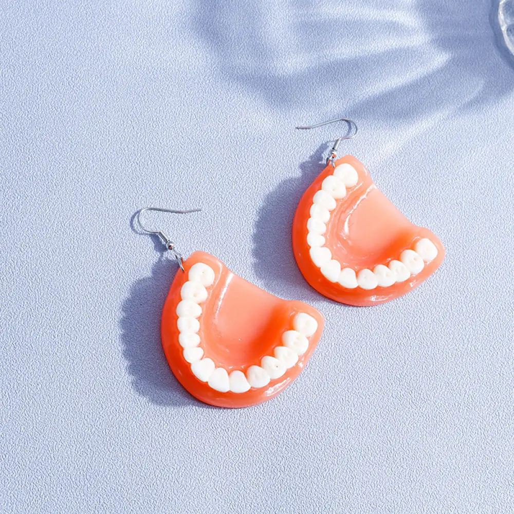 Halloween Horror Realistic Tooth Earrings Resin 3D Creative Dangle Jewelry Gothic Party Accessories Funny Fake Teeth Earring