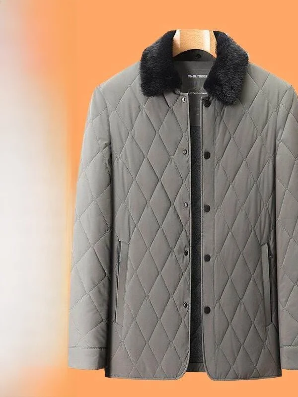 

Men's ort Cotton Jaet Silk Filling Autumn Wear for Middle-Aged And ly Warm Sli Casual Outerwear