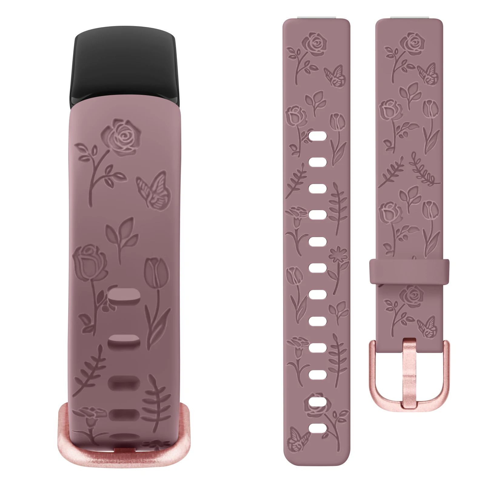 TPU flor gravada pulseira para Fitbit Quest 2, Sport Watchband, pulseira de substituição, pulseira, Correa