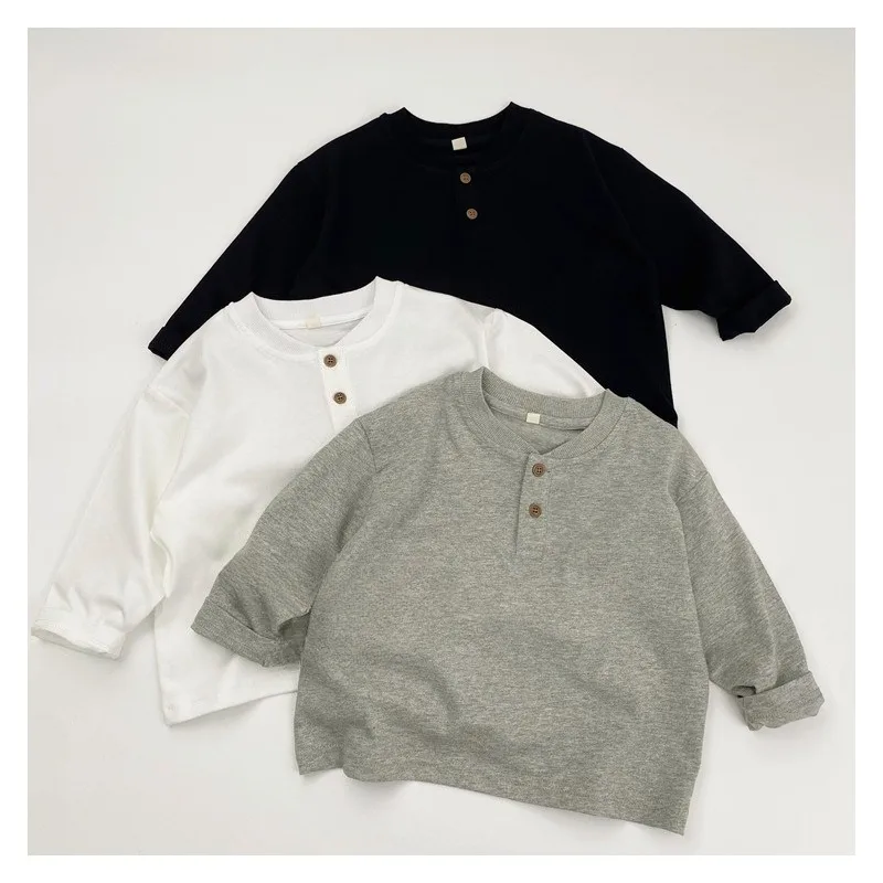 

Boys Long Sleeved Polo Shirt 2025 Autumn New Product Japanese Pure Cotton T-shirt Korean Version Base Shirt