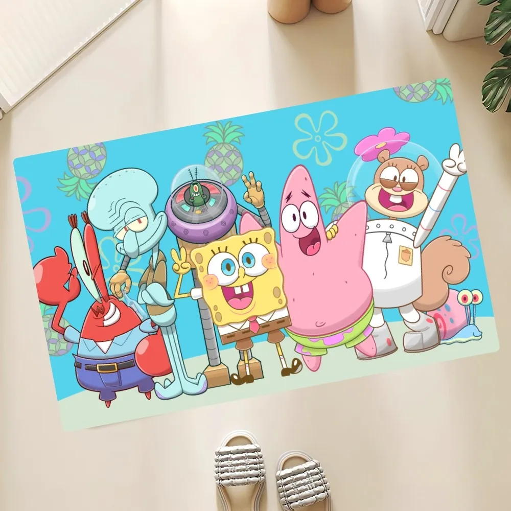 Bilibili SpongeBob Floor Mat Anti-Slip Doormat Home Entrance Doormat Bedroom Bathroom Living Room Floor Mats Kitchen Rug