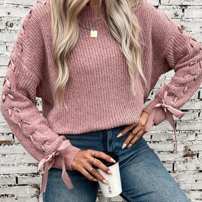 

Women's Overhead Sweater with Bowknot 2016 Winter Silk Material Knot Pullover Knitwear Suitable for Elderly Ladies