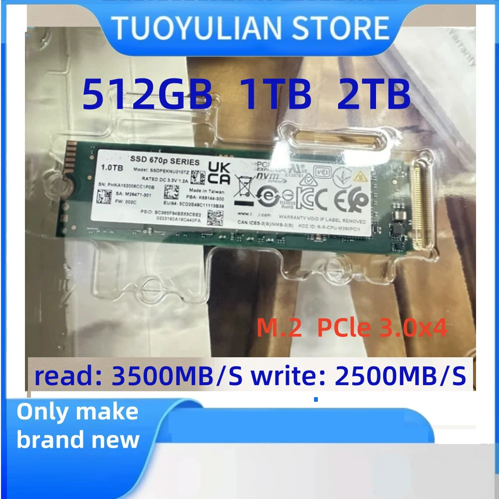 New Original 670P 512GB 1TB 2TB Solid State Drive M.2 Pcle3.0 2280 NVMe For Solidigm SK Hynix & Intel PC Hard Drive