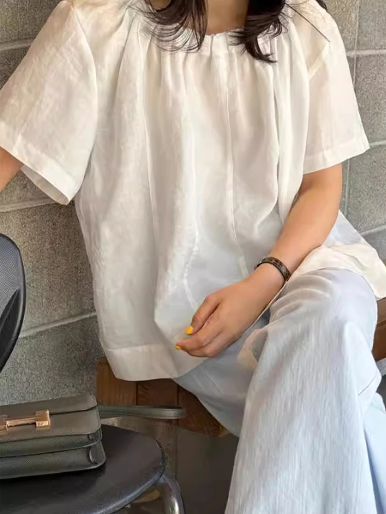 

Premium Flax Cotton ort Sve irt Женская летняя новая свободная универсальная кукла irt Модная белая корейская смесь льна для поездок на работу