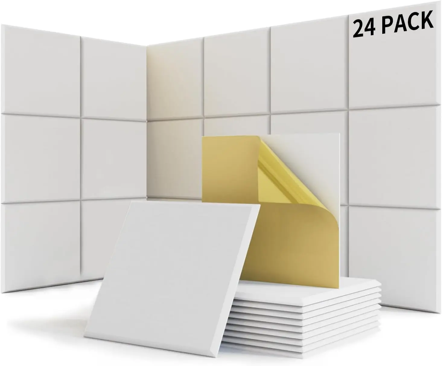 24 pannelli insonorizzati, 213 kg/m3, NRC 0,90, pannelli acustici in poliestere per stanze