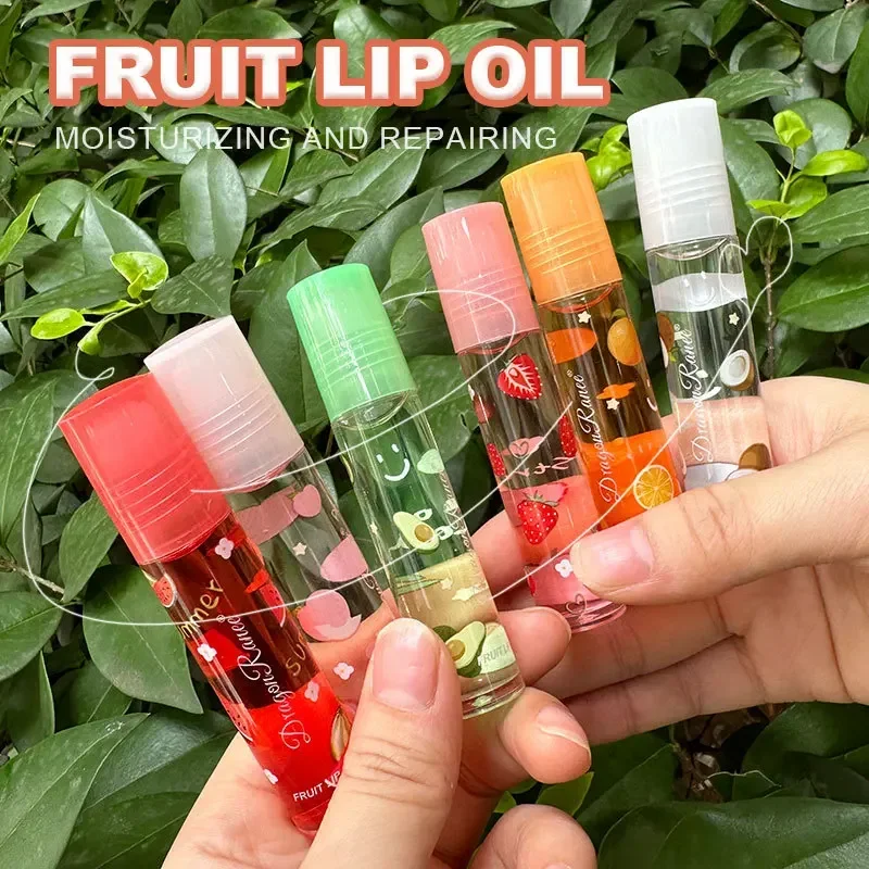 Balsamo per labbra roll-on alla frutta fresca 1 pz Olio per labbra trasparente Idratante Riducendo le linee delle labbra Nutre Cosmetici liquidi a lunga durata