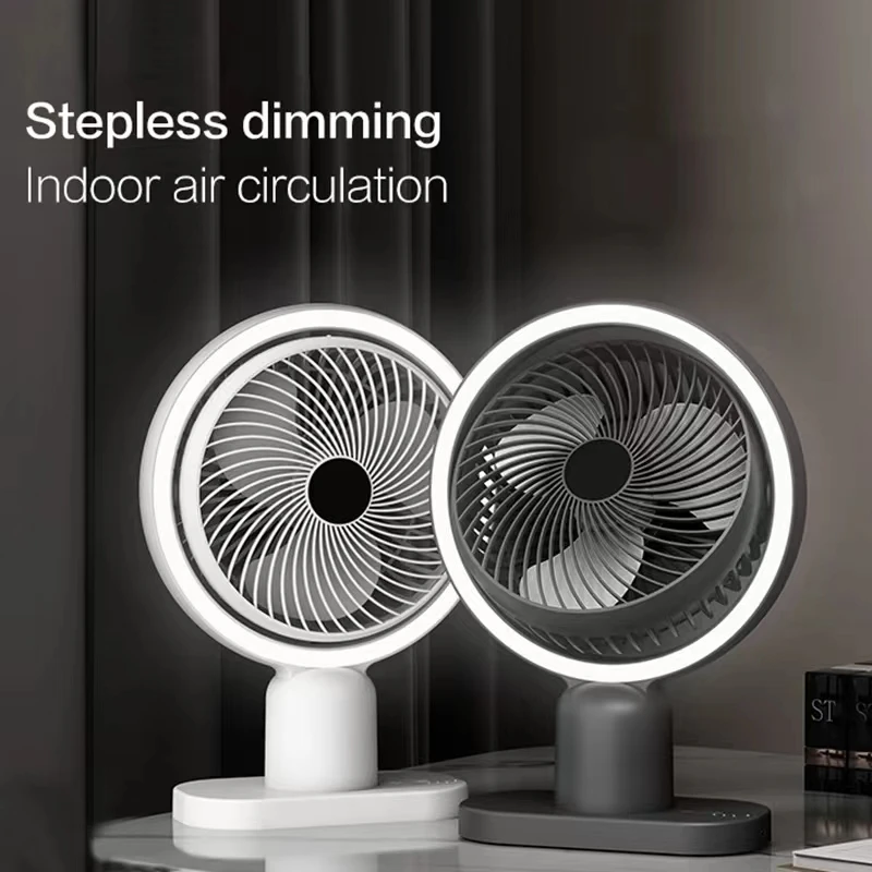 Ventilador de escritorio portátil, miniventilador de refrigeración silencioso de 1200mAh con carga USB, Enfriador de aire de mesa para oficina y hogar con luz nocturna