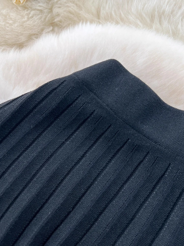 Faldas De retales para Mujer, ropa De cintura alta, corte en A, Saia Vintage coreano De punto, Jupe 2021, Faldas para Mujer De Moda Y2k, Falda plisada