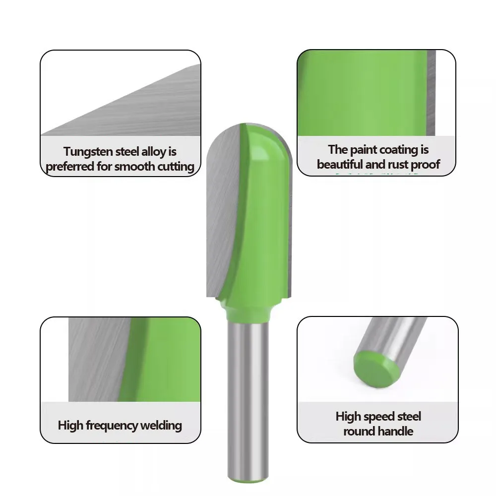 New product -8-piece,bright green,deep round base,woodworking milling woodworking tool,round bottom type cutter,engraving machin