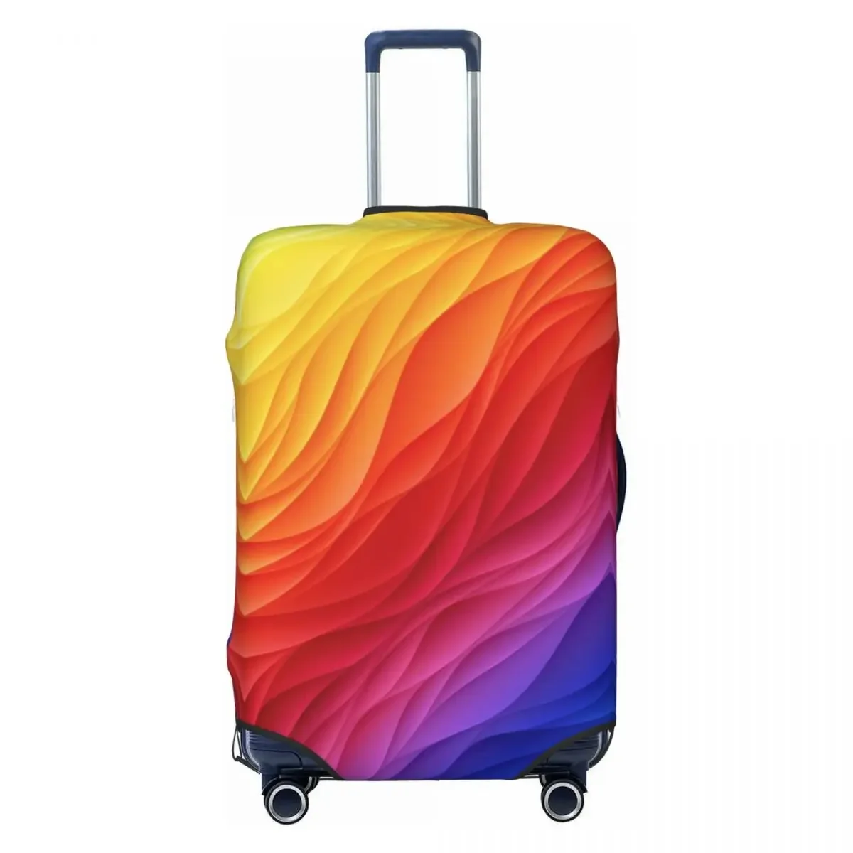 Rainbow Stripe Suitcase Cover Abstract Wave Travel Flight Fun Luggage Case Protection