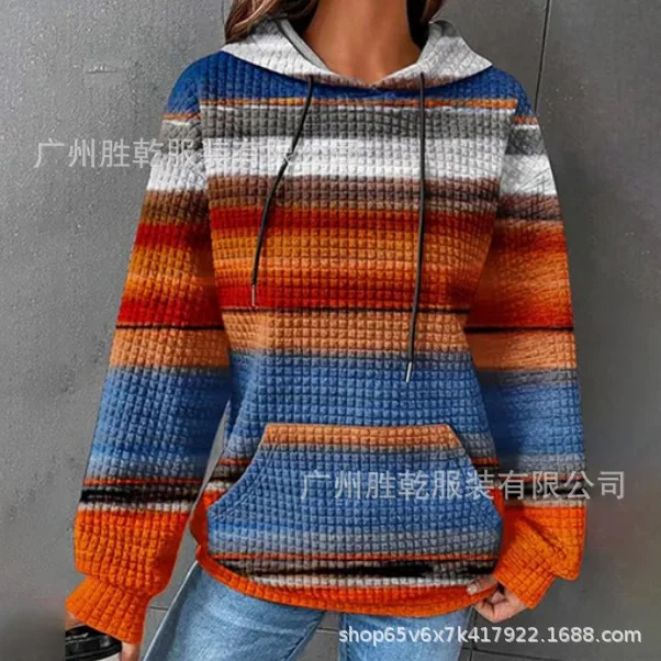 New Women's Round Neck Hooded Long Sleeved Printed Loose Hoodie