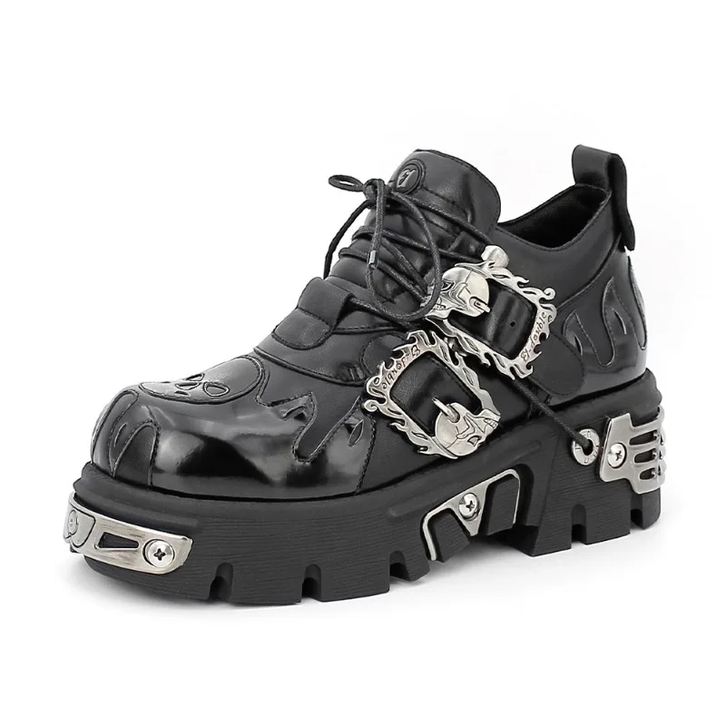 Nowe damskie buty do kostki Rock Gothic Street Height Increase antypoślizgowe krótkie buty motocyklowe męskie Punk zimowe buty na platformie unisex