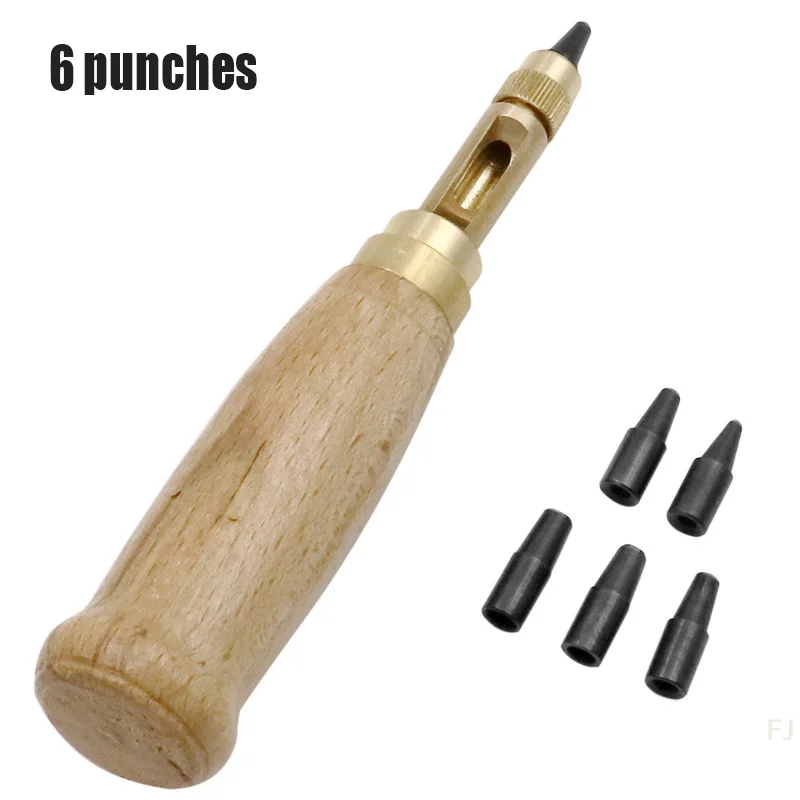 [YU]6Pcs Belt Punch Replaceable Multi-Head Belt Screw Hole Puncher DIY Leather Tool