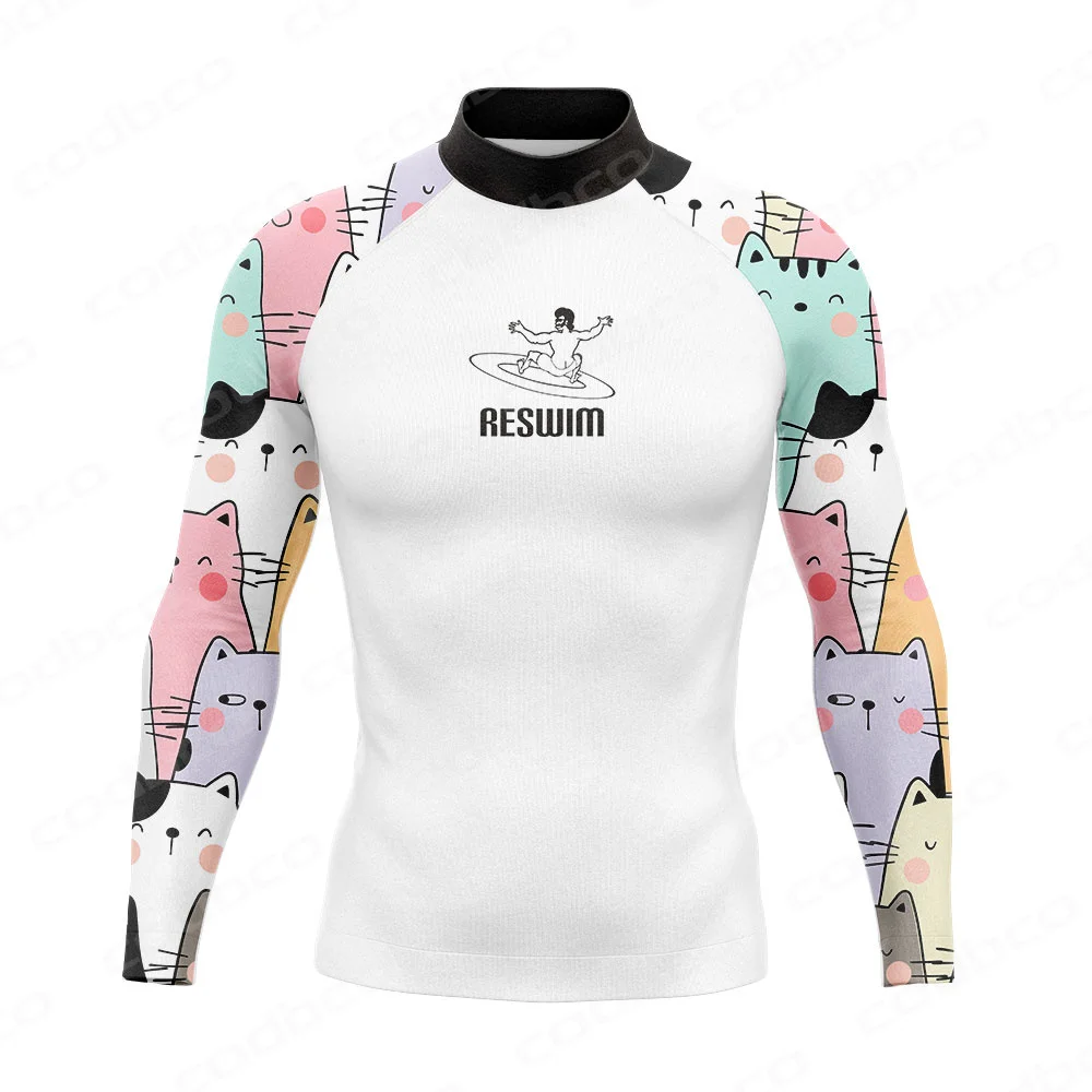 Letni męski zabawny strój kąpielowy z długim rękawem Rashguard Surf t shirt UPF 50 + 2024 strój do surfingu plażowa nurkowa do pływania obcisłe