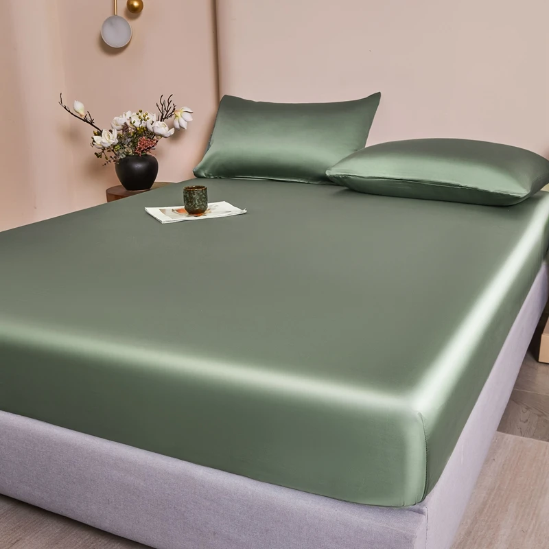 التوت الحرير المجهزة ورقة غطاء السرير الحرير الطبيعي الملكة الملك الحجم غطاء السرير حجم مخصص الفاخرة الراقية ملاءات الفراش الحرير