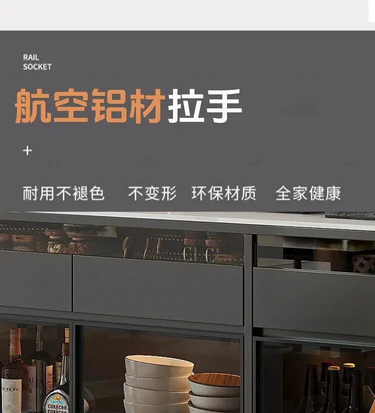 Modern Sideboard Cabinet With Glass Door Buffet Storage Cabinet With Drawers Kitchen Dining Living Room Furniture Coffee Bar