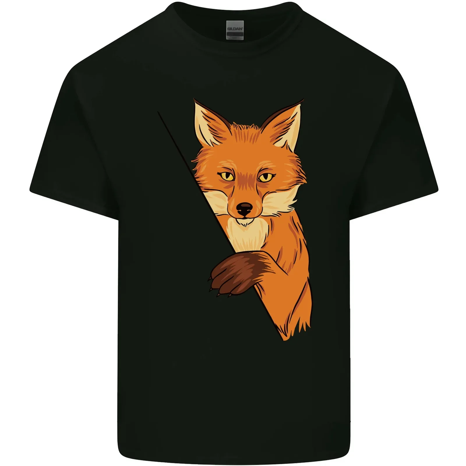 An Orange Fox Illustration Mens Cotton T-Shirt Tee Top