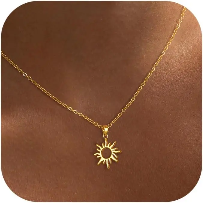 

Sun Charm Necklace for Women – Gold Plated Silver Layering Chain with Pendant, Durable & Stylish Gift