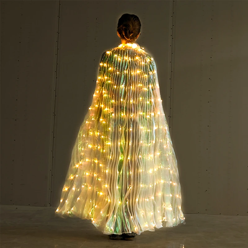 LED Luminous Colorful Cloak for Adult Children Dance Luminous Butterfly Wing Stage Performance Belly Glow Party Photo Prop