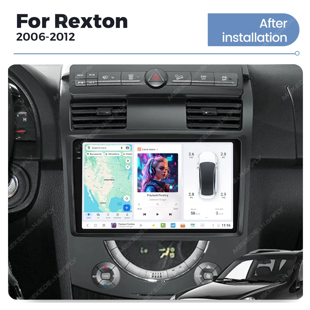 MEKEDE Android Car Multimedia Dvd Car Stereo AutoRadio DUDU7 GPS Navigation Car-play Head Unit for Ssang Yong Rexton 2006-2012 view 3